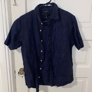 Men’s Blue Banana Republic Linen Button Up - Small Slim Fit